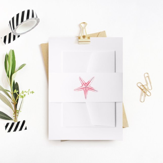 Bandeau De Faire-part Pink Starfish Belly Band, Mariage plage (Créateur téléchargé)