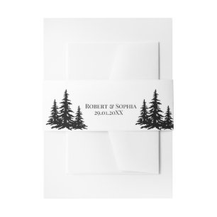 Bandeau De Faire-part Pins noirs et blancs Mariage d'hiver