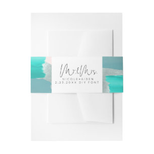 Bandeau De Faire-part PixDezines aquarelle Aqua Sage Mint Corail vert