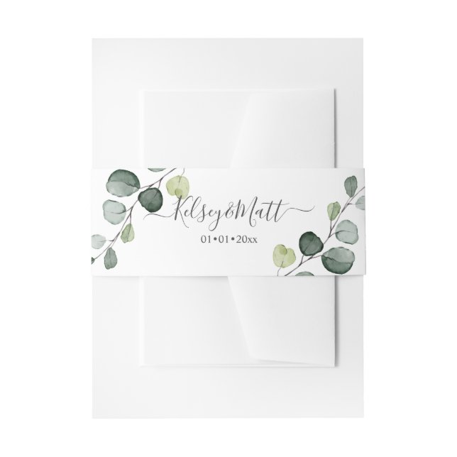 Bandeau De Faire-part PixDezines Aquarelle Rusttique Verdure Eucalyptus (Devant example)