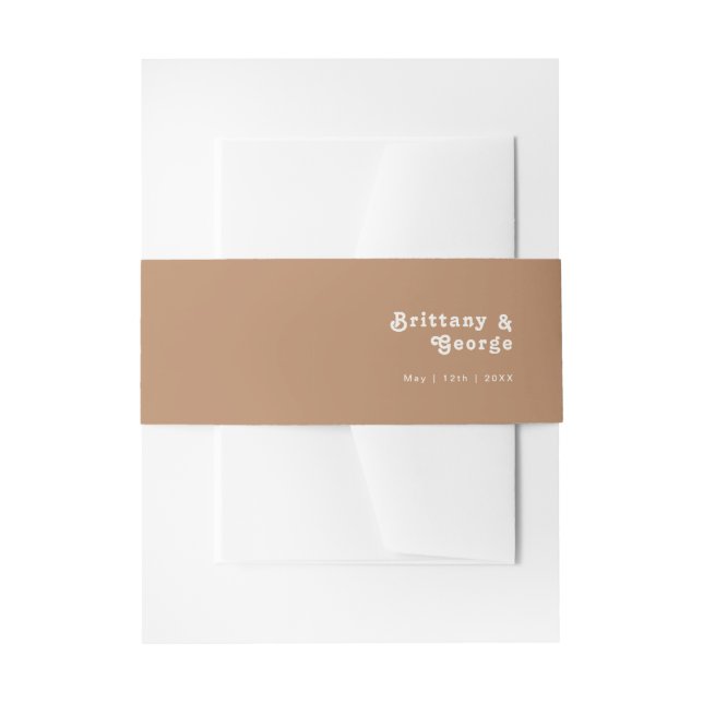 Bandeau De Faire-part Plage Retro | Brown Invitation Bande de ventre (Devant example)