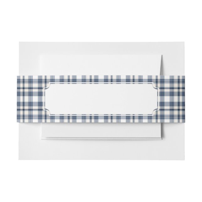 Bandeau De Faire-part Plaid blanc bleu 1 (Devant Example)