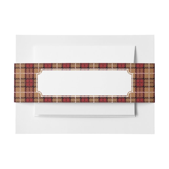 Bandeau De Faire-part Plaid de pixel en rouge et or (Devant Example)