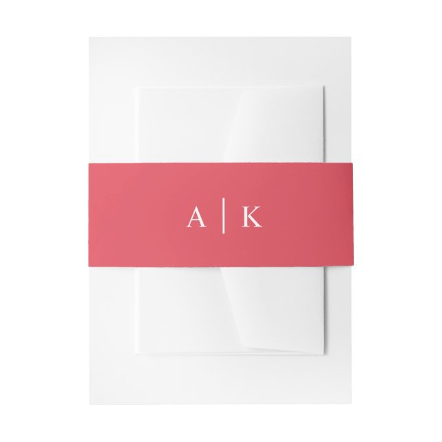Bandeau De Faire-part Plaques monogrammes simples bande de ventre rouge  (Devant example)
