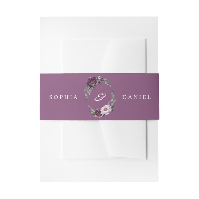Bandeau De Faire-part Plum Peony Floral Invitation Belly Bandes (Devant example)