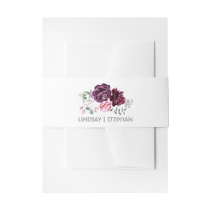 Bandeau De Faire-part Plum Purple Aquarelle Fleurs Mariage élégant