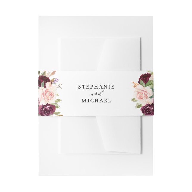 Bandeau De Faire-part Plum violet rose pâle Mariage végétal (Devant example)