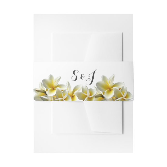 Bandeau De Faire-part Plumeria Jaune Mariage Monogram Belly Band (Devant example)