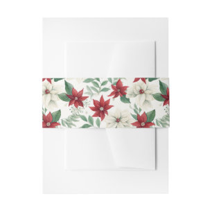 Bandeau De Faire-part Poinsettia rouge et ivoire de Noël