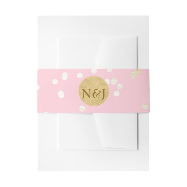 Bandeau De Faire-part Points Confetti rose et or brillants Invitation mo (Devant example)