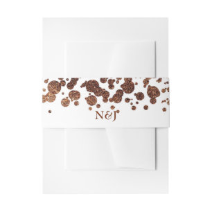 Bandeau De Faire-part Points de confettis blanc et bronze Glamour Shimme