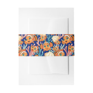 Bandeau De Faire-part Poisson clown Dessin animé mignon Famille Sous l'e