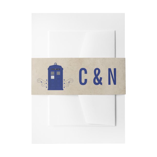 Bandeau De Faire-part Police Box Mariage Belly Bands v6 (Devant example)