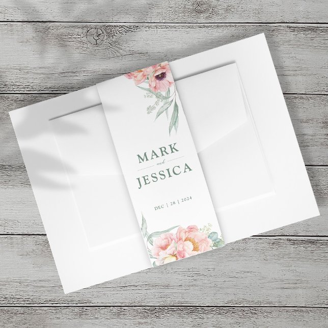 Bandeau De Faire-part Portrait de bande de Faire-part de mariage rose (Créateur téléchargé)