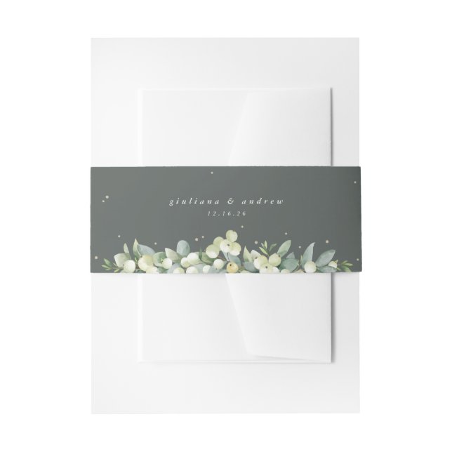 Bandeau De Faire-part Portrait Mariage gris vert Snowberry+Eucalyptus (Devant example)