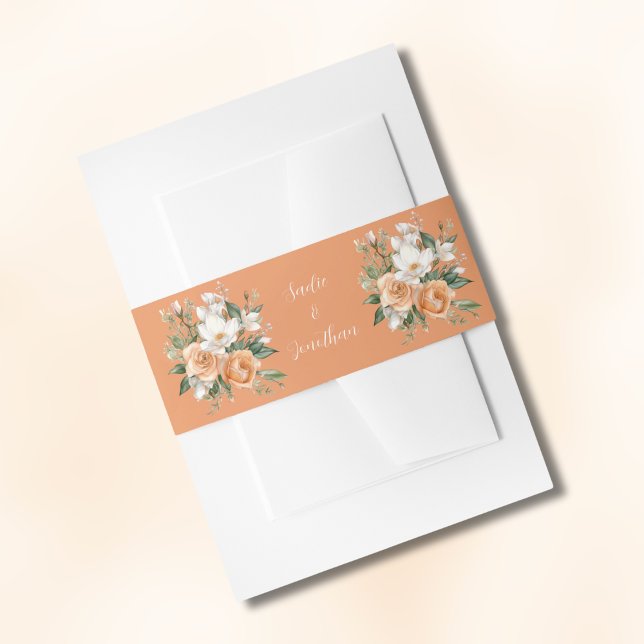 Bandeau De Faire-part Printemps Mariage Apricot Peach Floral (Créateur téléchargé)