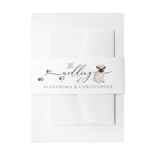 Bandeau De Faire-part Propriétaire de chien Pug chiot Mariage Calligraph