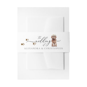 Bandeau De Faire-part propriétaire de chiot Cavapoo marron Calligraphie