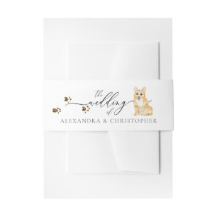 Bandeau De Faire-part Propriétaire de chiot Corgi Mariage Calligraphie