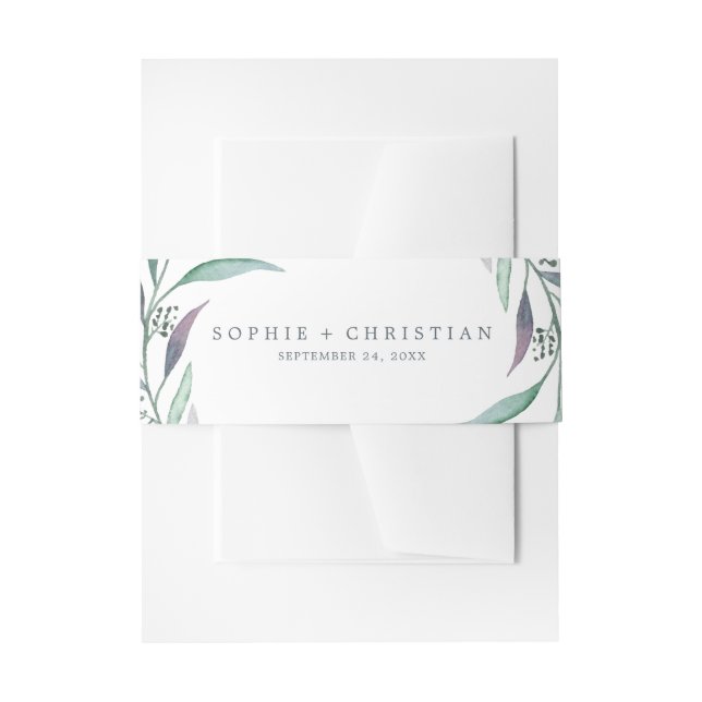 Bandeau De Faire-part Purple et Green Eucalyptus Invitation Bande de ven (Devant example)