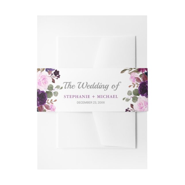 Bandeau De Faire-part Purple Lavender Floral Boho invitation bande ventr (Devant example)