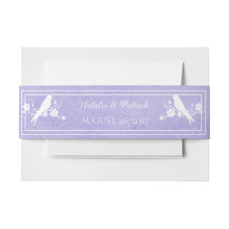 Bandeau De Faire-part Purple Lovebird Floral Invitation Belly Band