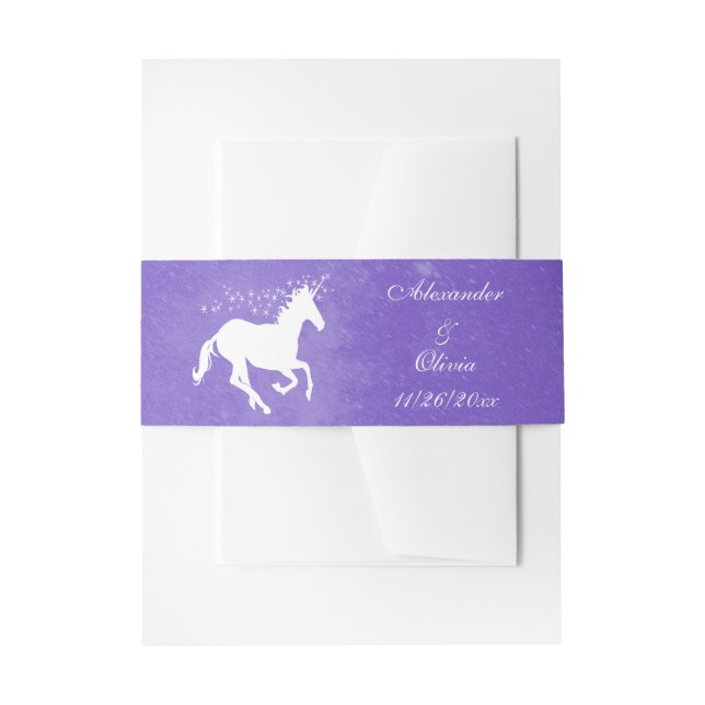 Bandeau De Faire-part Purple Unicorn Mariage Inviter Belly Band (Devant example)
