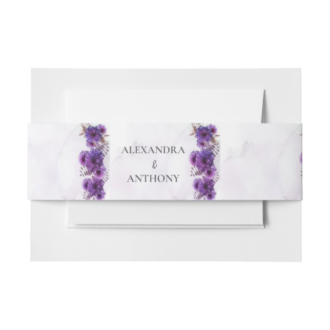 Bandeau De Faire-part Purple Watercolor Chrysanthemum Wedding (Devant Example)