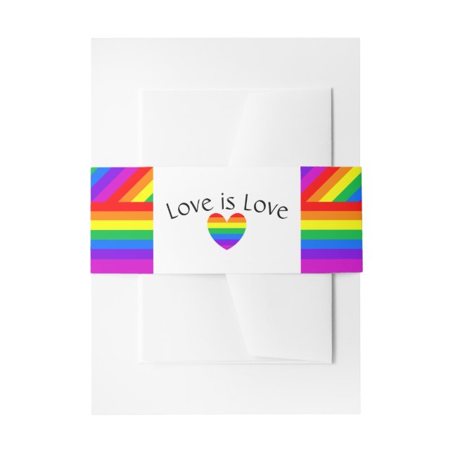 Bandeau De Faire-part Rainbow Heart Love is Love Mariage (Devant example)