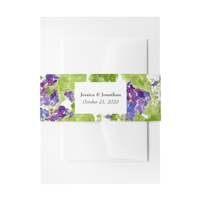 Bandeau De Faire-part Raisins sur la Vine Vertical Mariage Belly Band (Devant example)