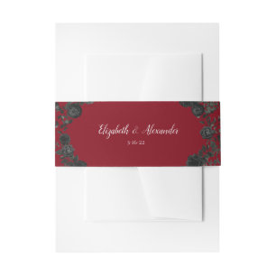 Bandeau De Faire-part Red Black Rose Gothic Elegant Wedding