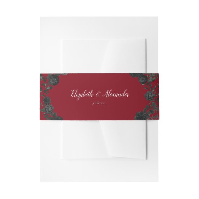 Bandeau De Faire-part Red Black Rose Gothic Elegant Wedding (Devant example)