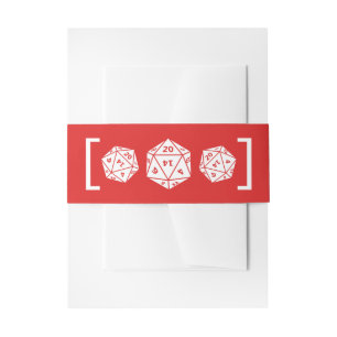 Bandeau De Faire-part Red D20 Dice Gamer Mariage Belly Bands