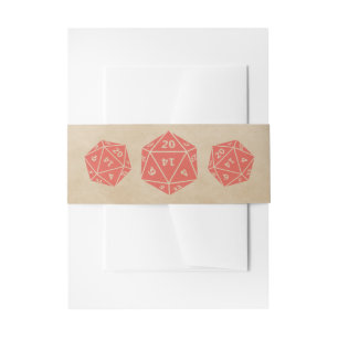 Bandeau De Faire-part Red Grunge D20 Dice Gamer Belly Bands