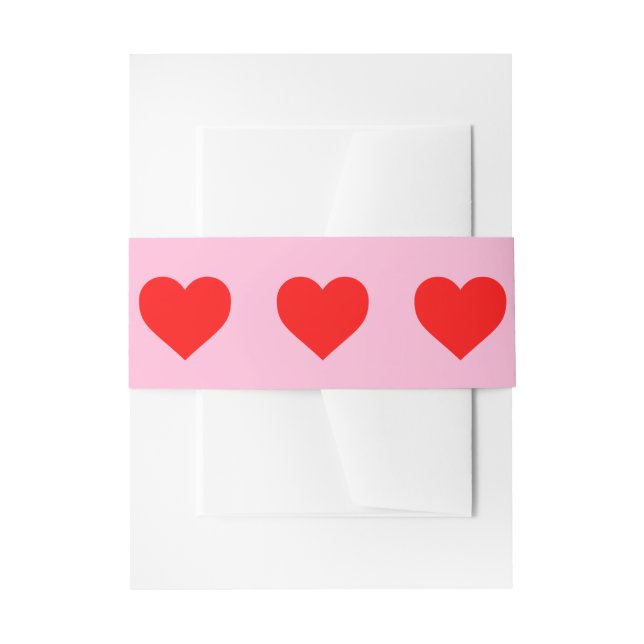 Bandeau De Faire-part Red Heart Beat Pastel Rose (Devant example)