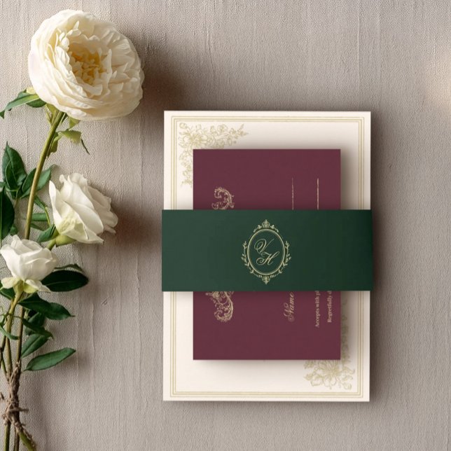 Bandeau De Faire-part Regency Era Wedding Belly Band with Monogram Crest (Créateur téléchargé)