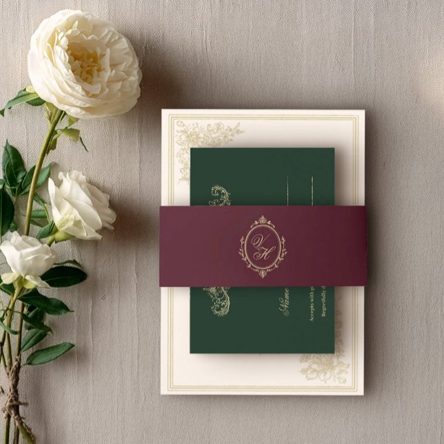 Bandeau De Faire-part Regency Era Wedding Belly Band with Monogram Crest (Créateur téléchargé)