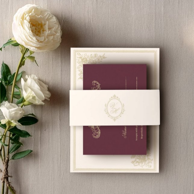 Bandeau De Faire-part Regency Era Wedding Belly Band with Monogram Crest (Créateur téléchargé)