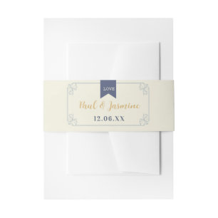 Bandeau De Faire-part Reliure de livre de mariage Couteau Bande Crème