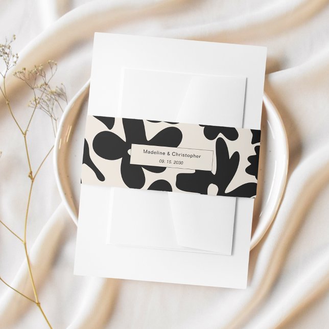 Bandeau De Faire-part Retro Bold Floral Faire-part de mariage Belly Band (Créateur téléchargé)