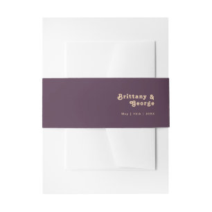 Bandeau De Faire-part Rétro moderne Dark Purple Invitation Bande de ve