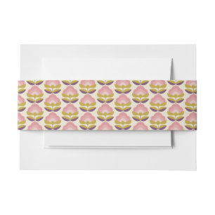 Bandeau De Faire-part Rétro motif floral rose et pourpre