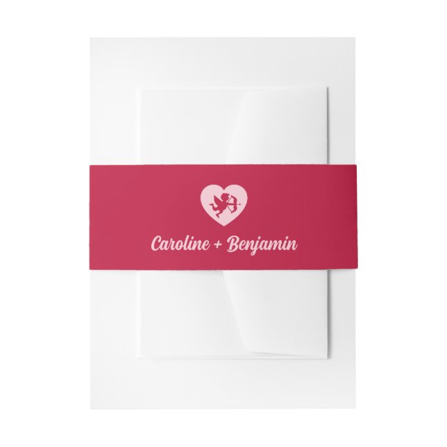 Bandeau De Faire-part Retro Red Pink Cupid Heart Wedding (Devant example)