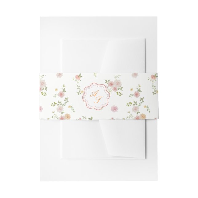 Bandeau De Faire-part Romantic Floral Wedding Invitation Belly Band (Devant example)