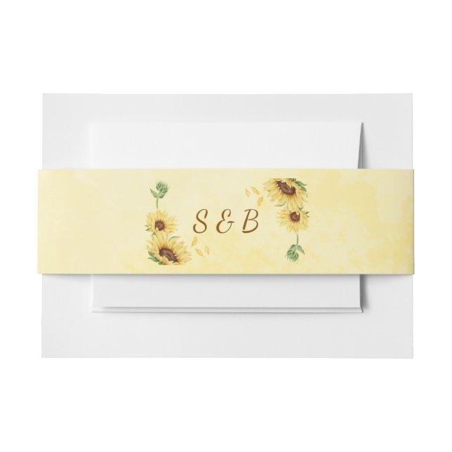 Bandeau De Faire-part Romantic Sunflower Rustic Yellow Wedding (Devant Example)