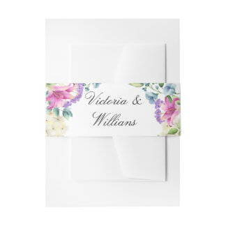 Bandeau De Faire-part Romantic Watercolor Floral Wedding Belly Band