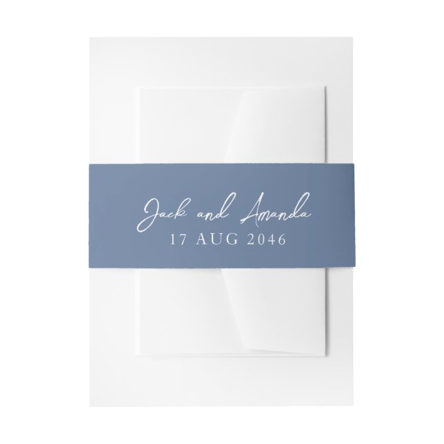 Bandeau De Faire-part Romantique Chic Classic Bleu Invitation Bandes Bel (Devant example)