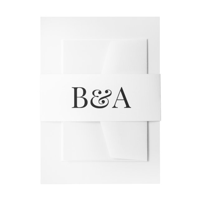 Bandeau De Faire-part romantique classique blanc noir monogramme mariage (Devant example)