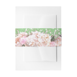 Bandeau De Faire-part Romantique dentelle blanche hydrangée roses rose M