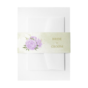 Bandeau De Faire-part Romantique fleurs violet vert mariage
